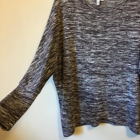 Lava Purple Marled Knit Rayon Blend Dolman Sleeve Wrap Hem Pullover - Picture 4 of 15